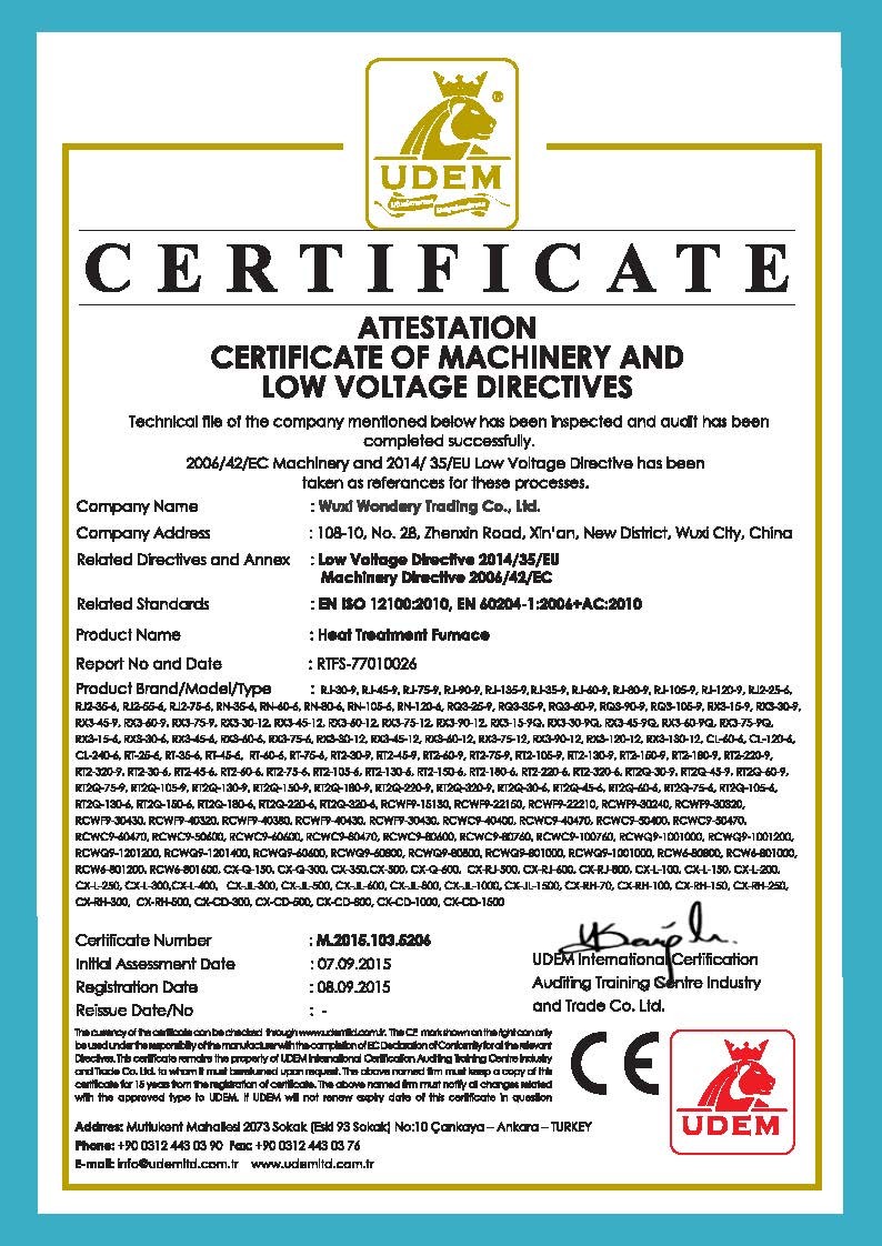 จีน Wuxi Wondery Industry Equipment Co., Ltd รับรอง